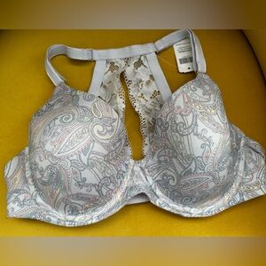 Soma Paisley Lace Bra - Light Gray and White